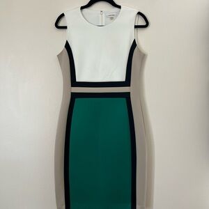Calvin Klein Women's Colorblock Sheath Dress - Green and White